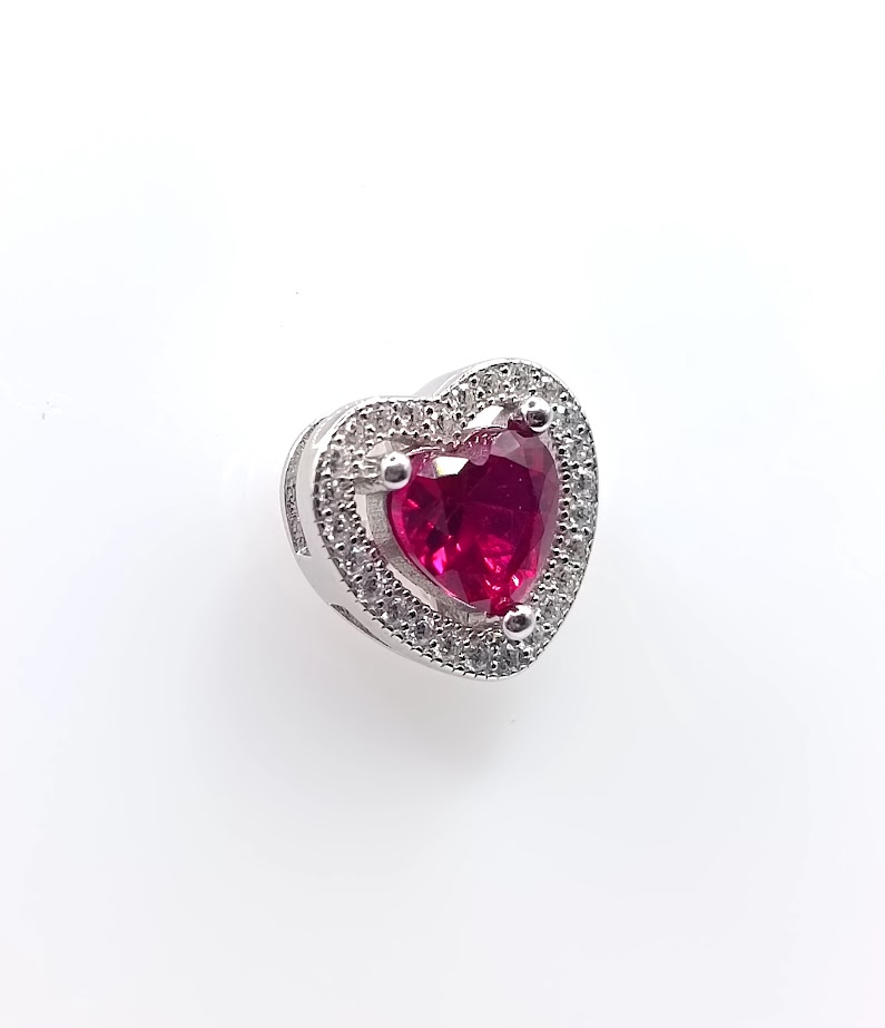 P-0040 RO Colgante Plata Corazon Rosado