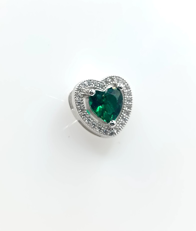 P-0040 E Colgante Plata Corazon Esmeralda