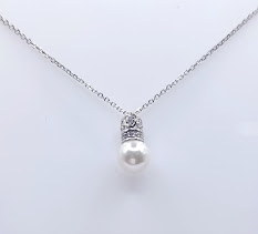 10679FNS1 Collar Plata Rodio Corona Perla