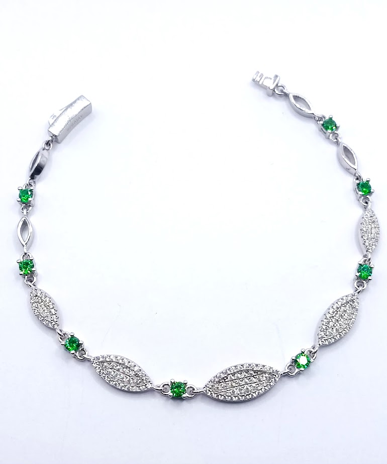 SB35512L1 Pulsera Plata Esmeralda 
