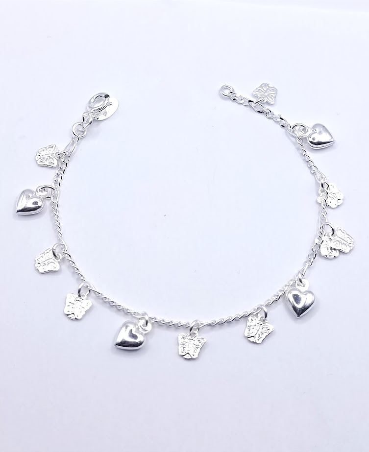 Pulsera Plata BR1424 Corazon Mariposa
