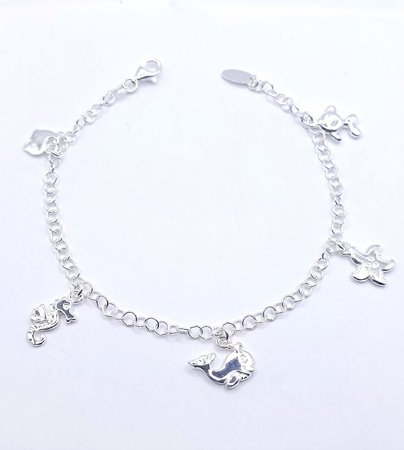 Pulsera Plata BRN14862 Pez,caballito,Estrella Mar