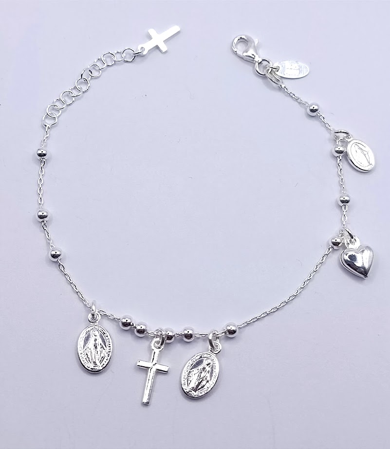 Pulsera Plata BRN24497 Virgen,Cruz