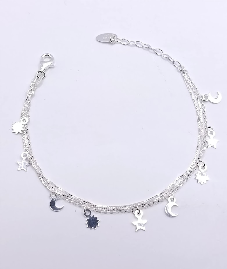 Pulsera Plata BRN29030 Sol Luna Estrella