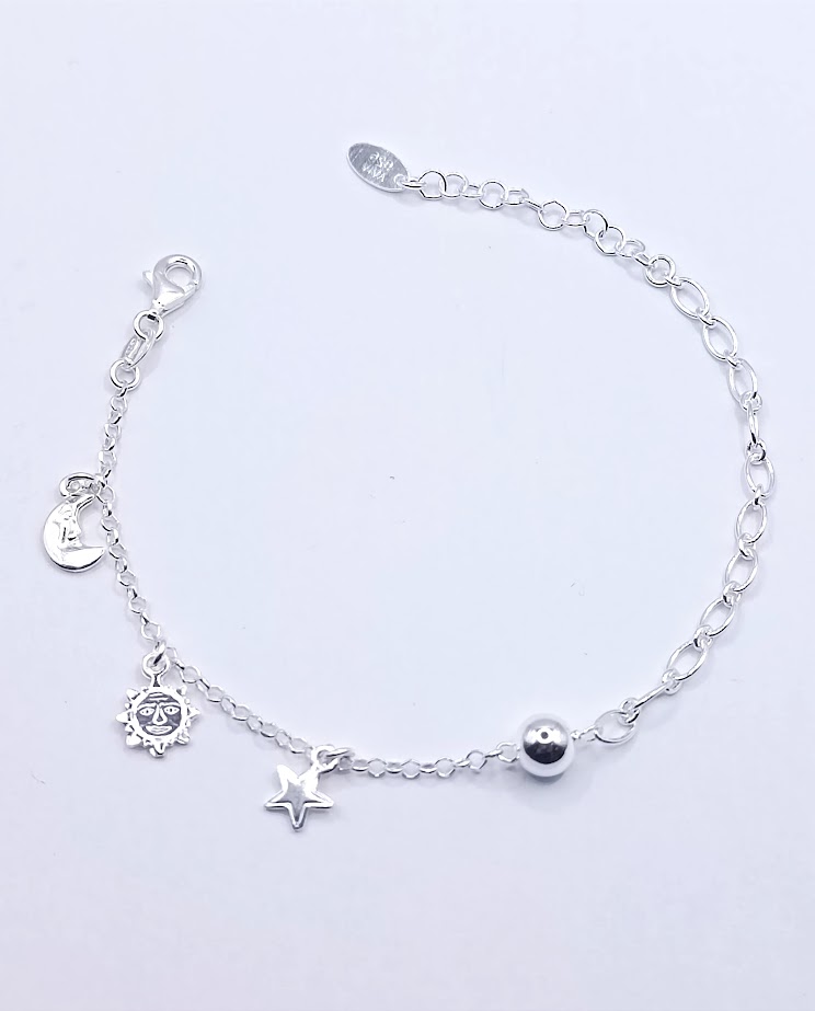 Pulsera Plata XBR13459 Luna Sol Estrella