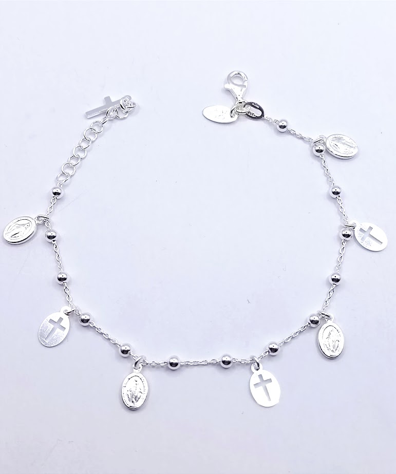 Pulsera Plata BRN18461 Virgen Cruz  