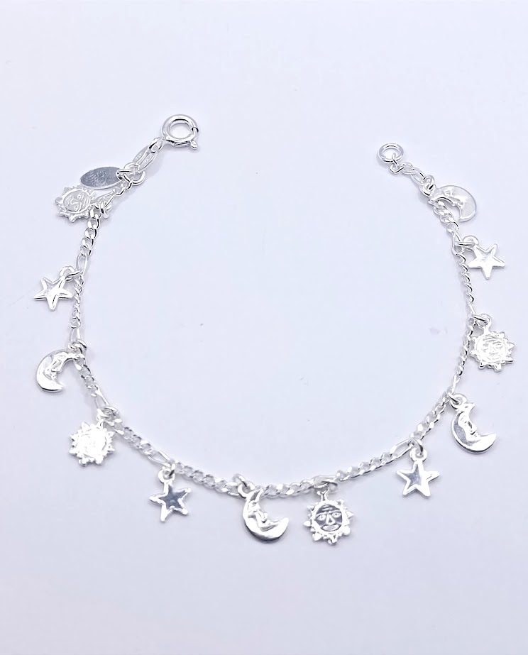 Pulsera Plata  BR0074 Estrella Sol Luna