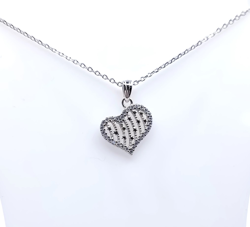 14619FNS1 Collar Plata Rodio  Corazon