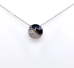 14622FNS1 Collar Plata Rodio  Yin Yang