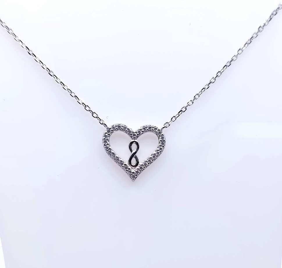 14625FNS1 Collar Plata Rodio Corazon Infinito