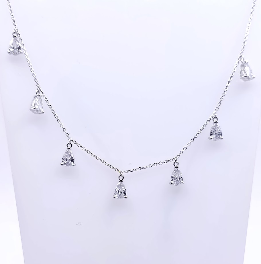 14620FNS2 Collar Plata Rodio Gotas Blancas