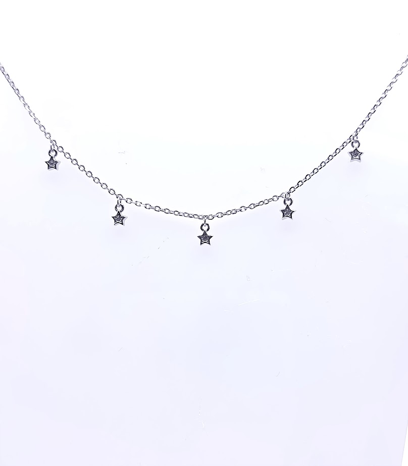 9987FNS1 Collar Plata Rodio  Mini Estrellas