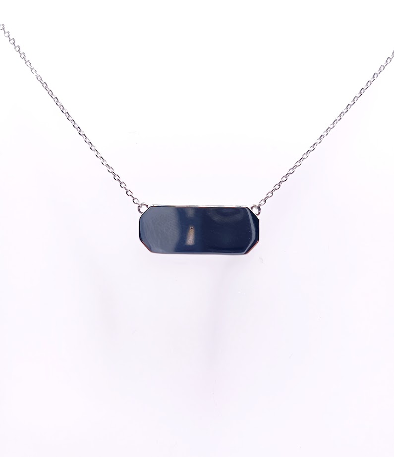 9988FNS1 Collar Plata Rodio  Placa