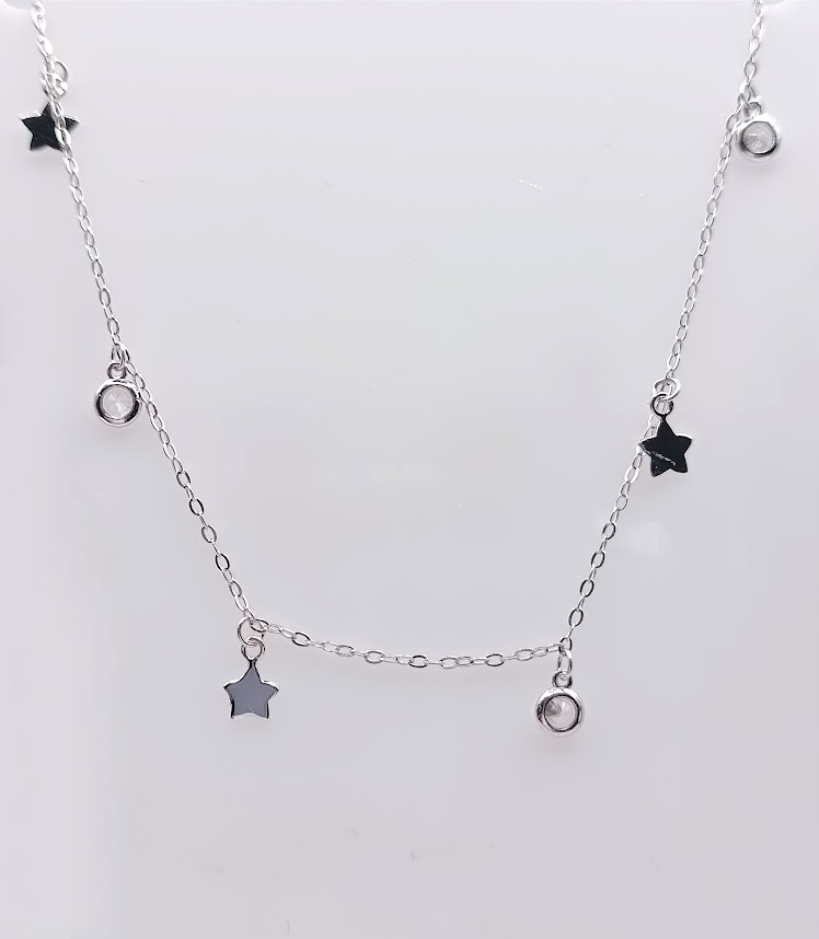 SWN10312-08 Collar Plata Rodio 