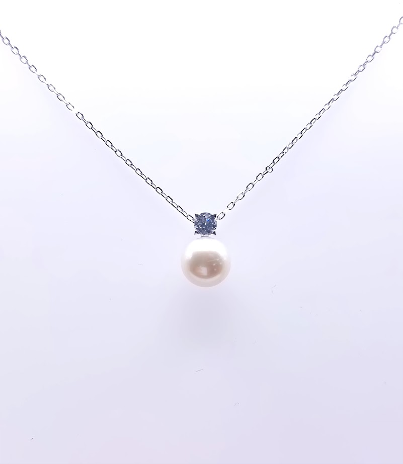 YA-1168S-NP Collar Plata Perla Rio 