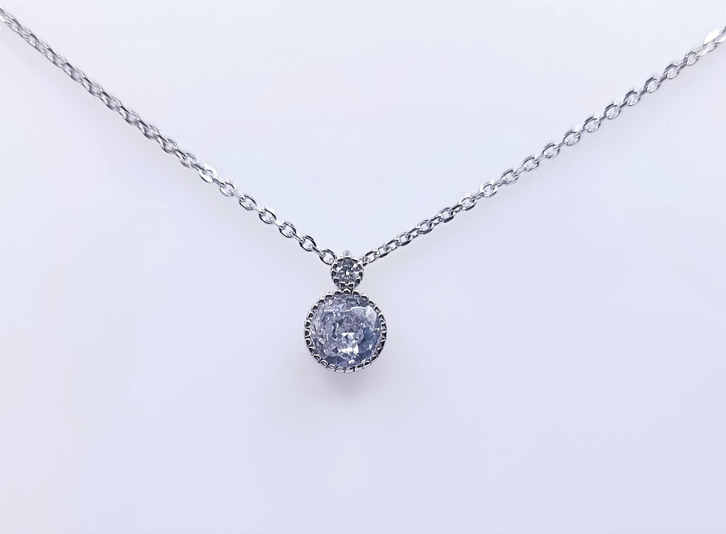 4878FNS1 Collar Plata Rodio  Punto de Luz