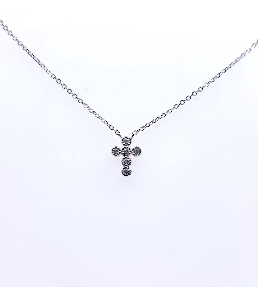 3336FNS1 Collar Plata Rodio  Cruz