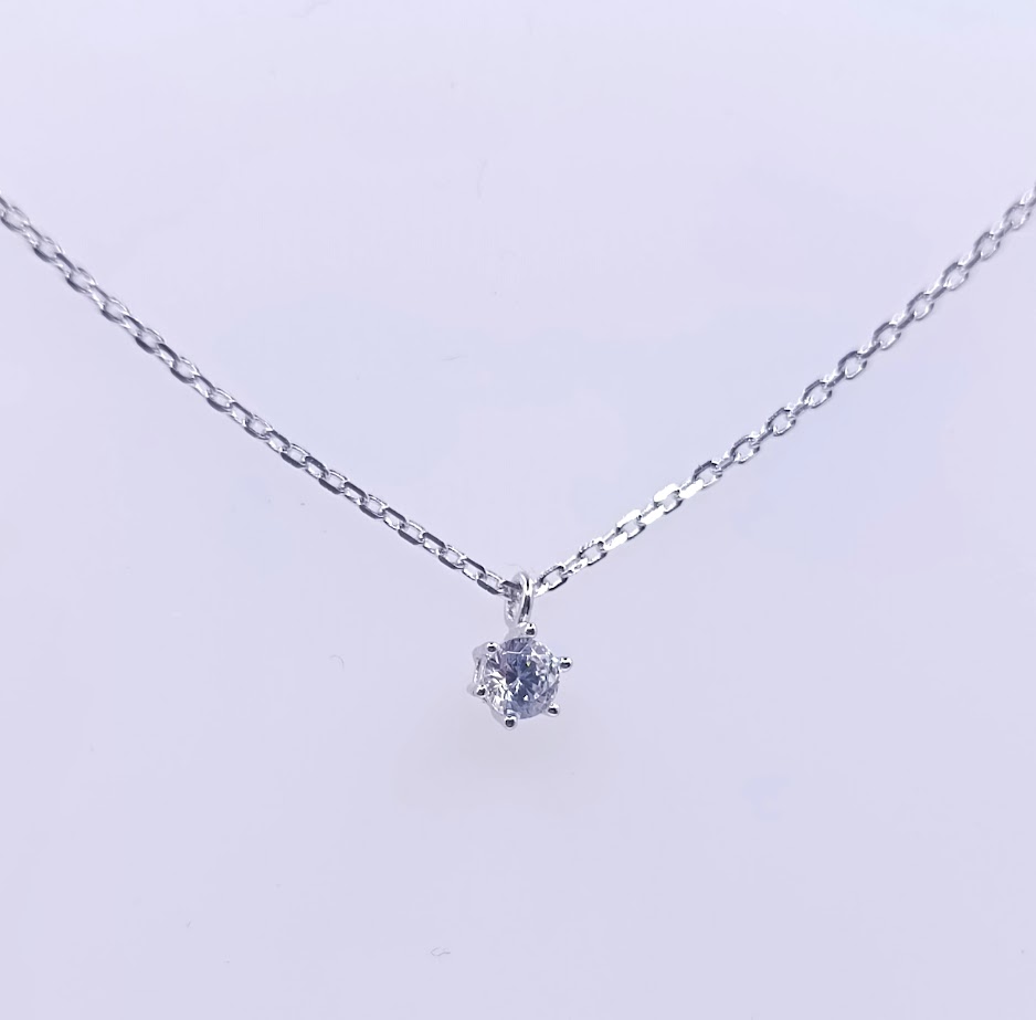 3443FNS1 Collar Plata Rodio  Punto de Luz
