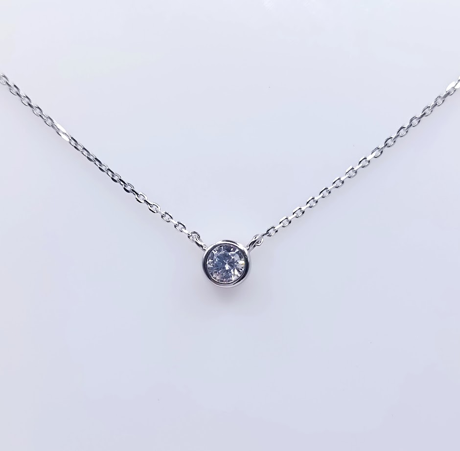 7898FNS1 Collar Plata Rodio  Punto de Luz
