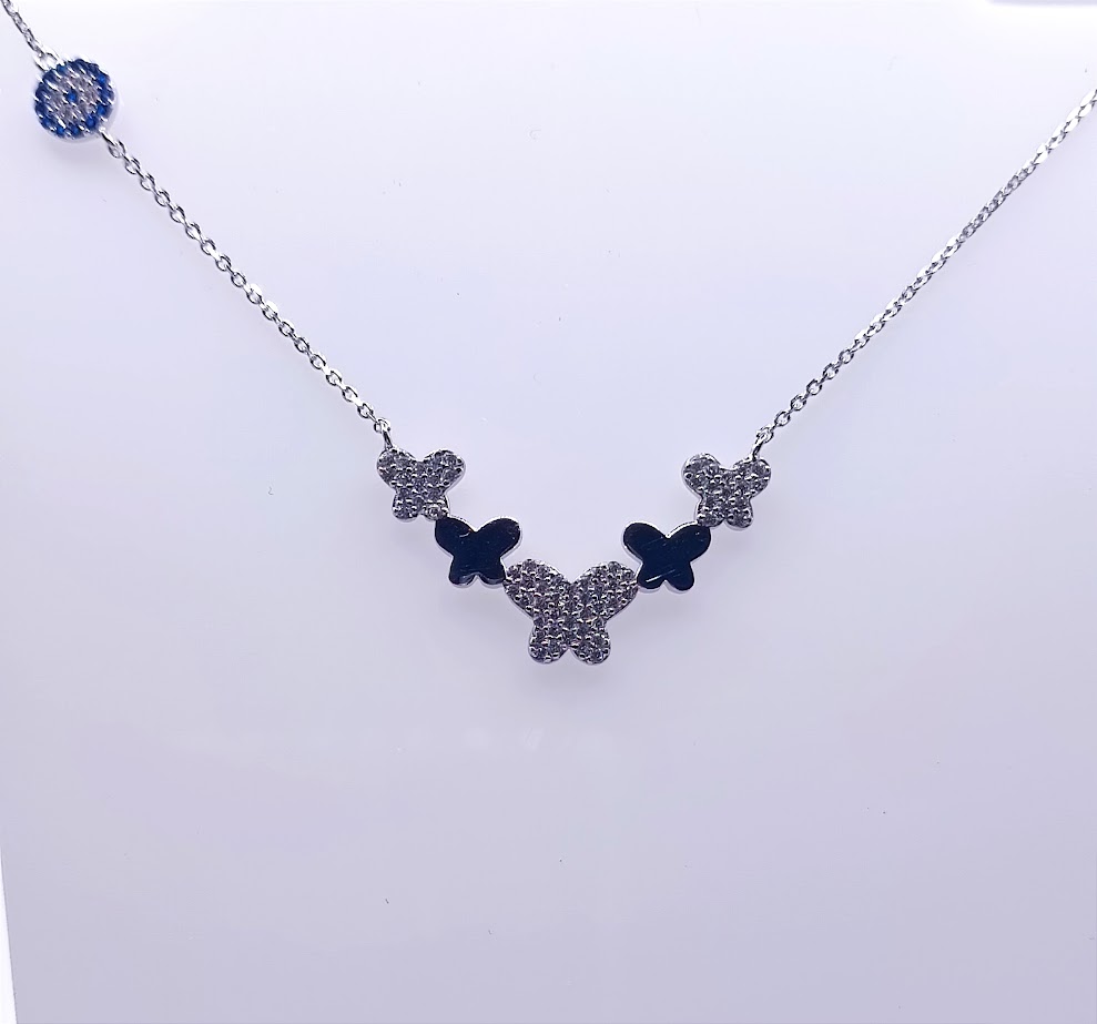 8334FNS1 Collar Plata Rodio  Mariposas
