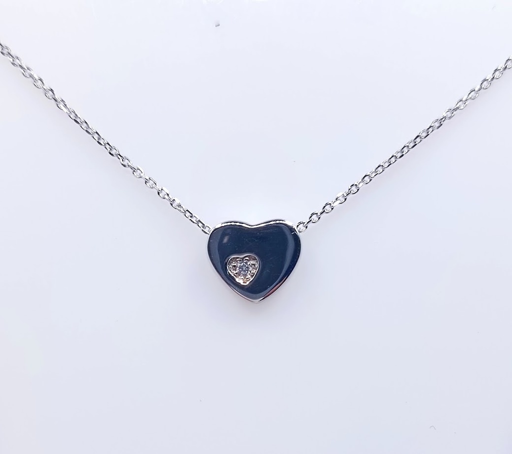 7600FNS1 Collar Plata Rodio  Corazon