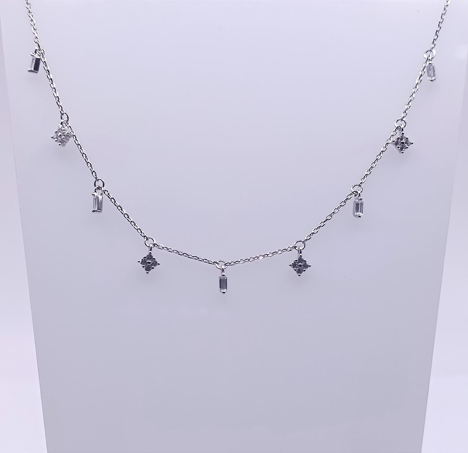 9206FNS1 Collar Plata Rodio  Mini Colgantes