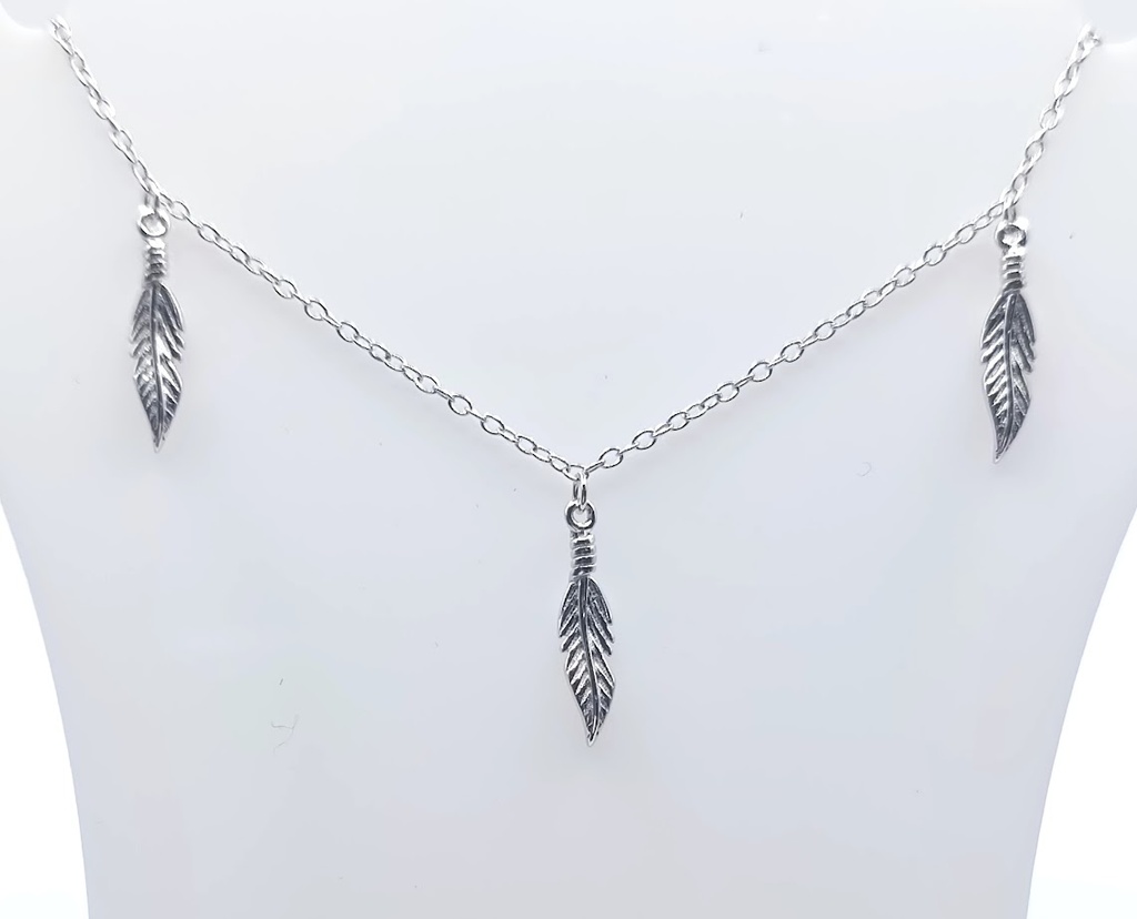 10630FNS1 Collar Plata Rodio 3 Plumas