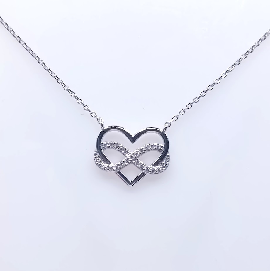 12208FNS1 Collar Plata Rodio  Corazon Infinito