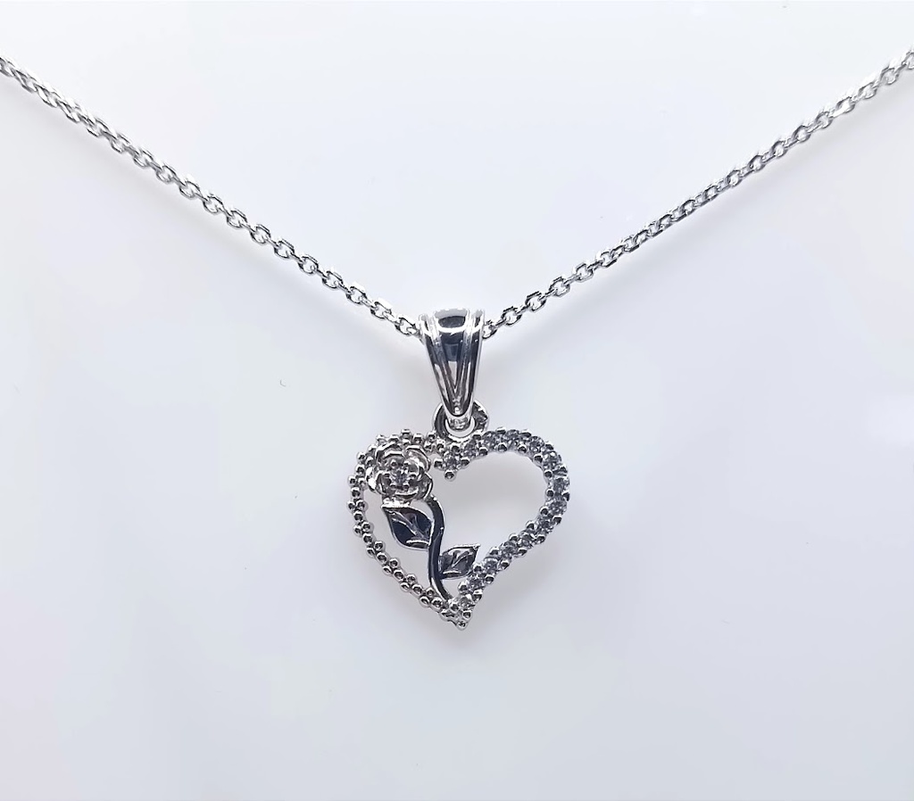 12209FNS1 Collar Plata Rodio Corazon Rosa