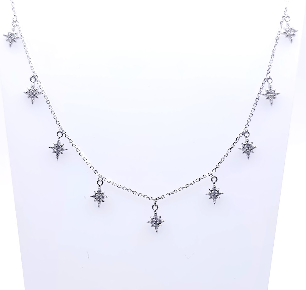 18082FNS1 Collar Plata Rodio Estrellas Polar