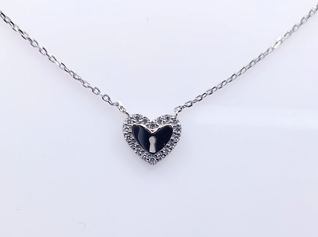 5191FNS1 Collar Plata Rodio  Corazon