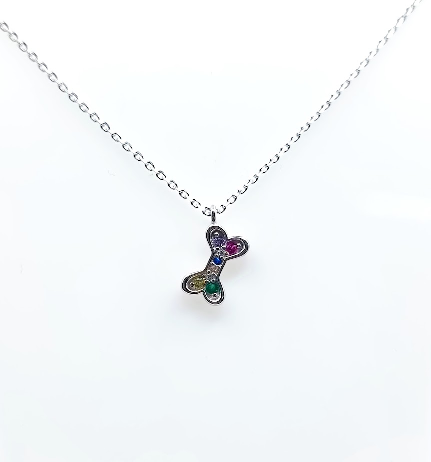 10291FNS2 Collar Plata Rodio  Hueso Color