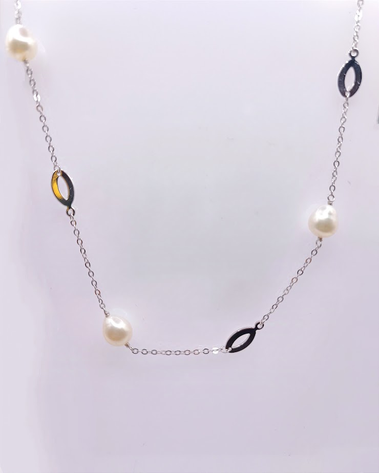 YA-N452-18 Collar Plata Perla Rio 