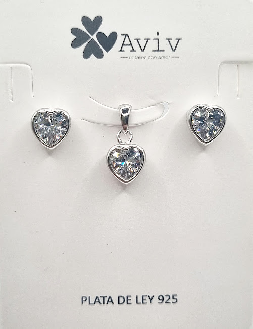 SA1541 Set Conjunto Plata Corazon