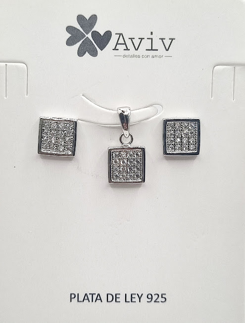 SA1279 Set Conjunto Plata Cuadrado