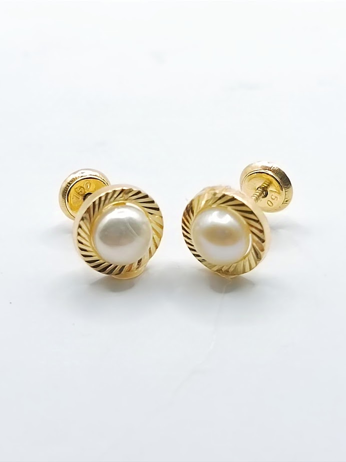 1-138701PN Aro Oro Amarillo Perla cuello8mm