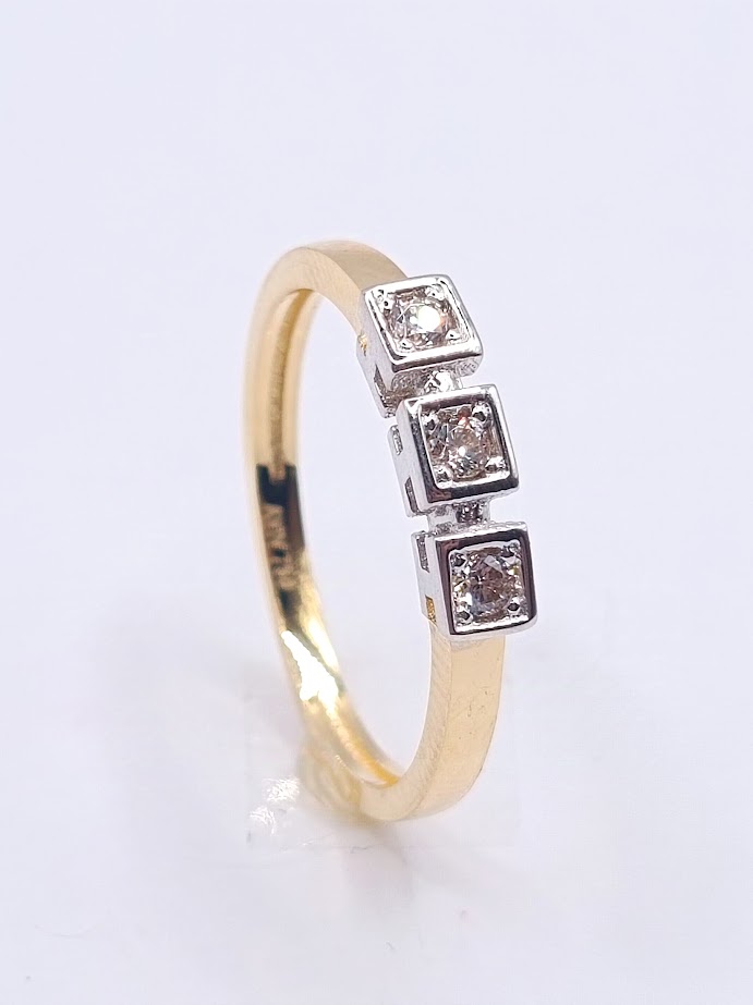 AZR0917 Anillo Oro Bicolor Tricillo Circon