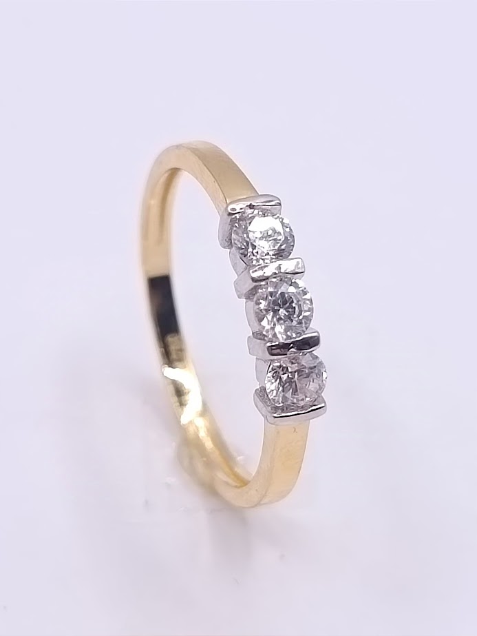 AZR0918 Anillo Oro Bicolor Tricillo Circon