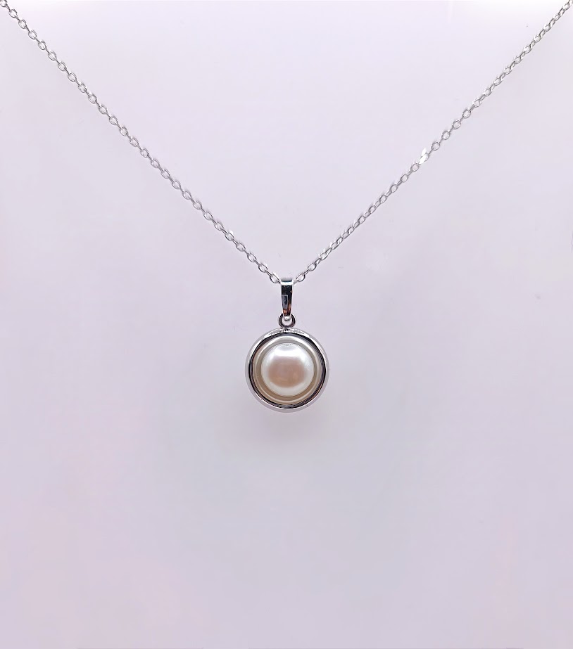 YA-1214S-P Collar Plata Perla