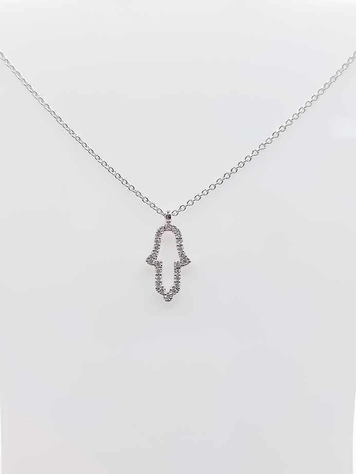 N10698 Collar Oro Blanco Brillantes