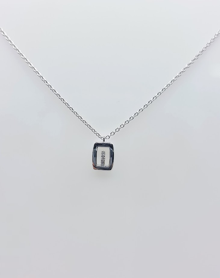 N10766 Collar Oro Blanco Brillantes