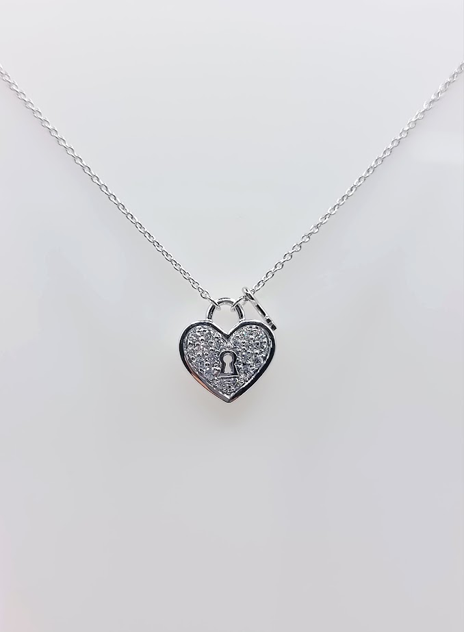 N10784 Collar Oro Blanco Brillantes