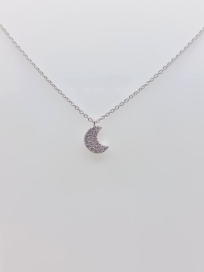 N10979 Collar Oro Blanco Brillantes