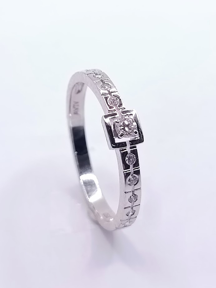 R10557 Anillo Oro Blanco Brillantes