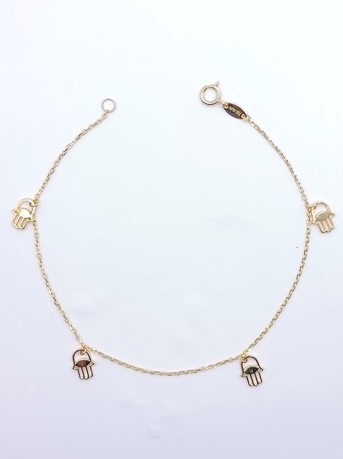 X5FOR6B12088-II Pulsera Oro Amarillo Hamsa Manos