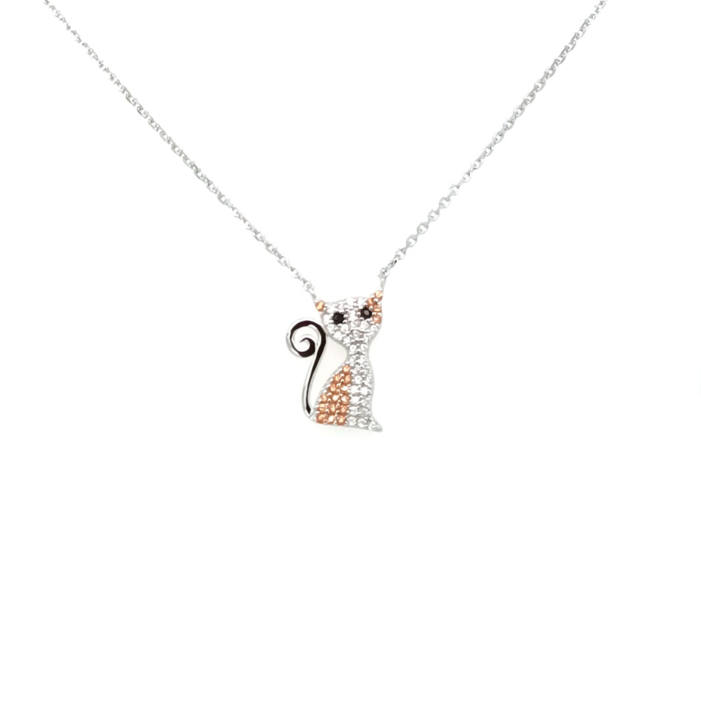 14617FNSWSH3 Collar Plata Gato Blanco & Beige