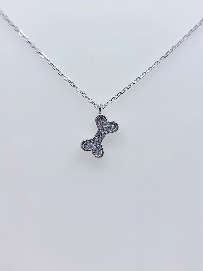 10291FNS3 Collar Plata  Hueso Blanco 