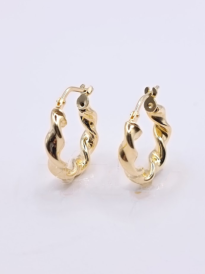 AL2510 Aro Plata Argolla Entorchada Enchapada 18k