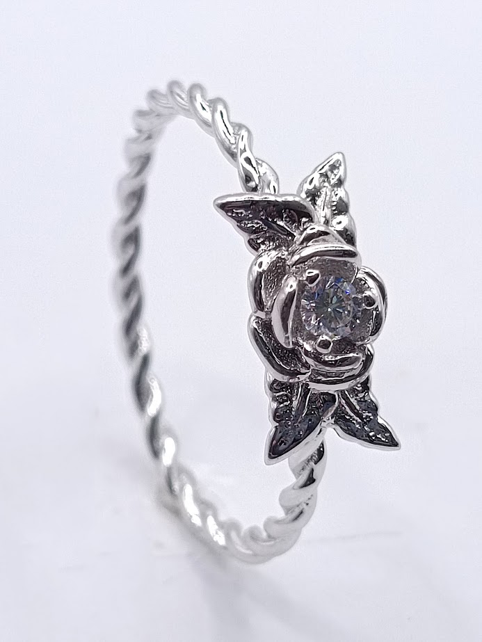 7309FRSWSH2 Anillo Plata Flor