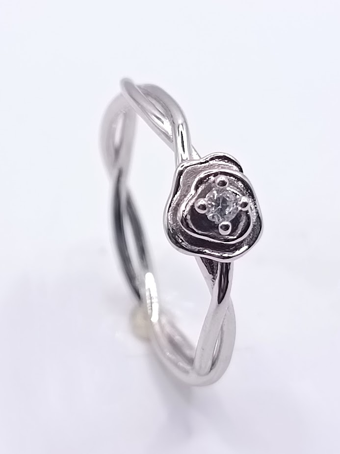 22984FRSWSH1 Anillo Plata Flor